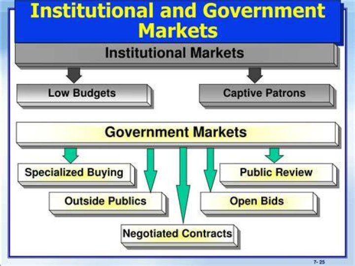 What is the difference between government and institutional markets?